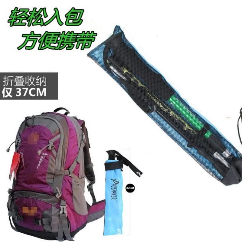 Lightweight Collapsible Outdoor Trekking Pole Aluminum Alloy Carbon Fiber Foldable Walking Cane for Hiking Camping Adventure