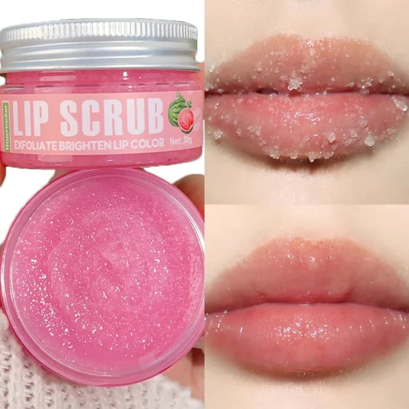 Scrub lips double effect Mask Fruit flavor Scrub lips Moisturizing Nutrient Exfoliating Dead skin Makeup Reduce thin lines of lips