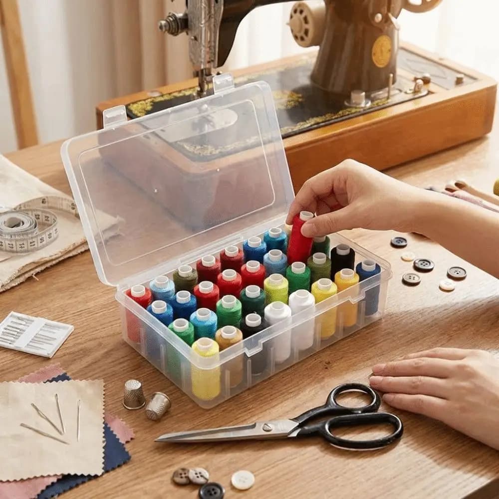 42 Spool Sewing Thread Box Large Capacity Thread Organizer Spool Organizing Case Sewing Tackle Clear Needle Thread Holder