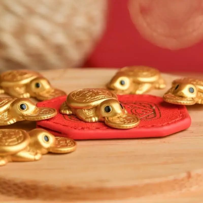 2Pcs/Set Fengshui Lucky Turtle Wallet Charm Money-biting Turtle Ornaments Decor For Longevity Protection & Financial Stability‘