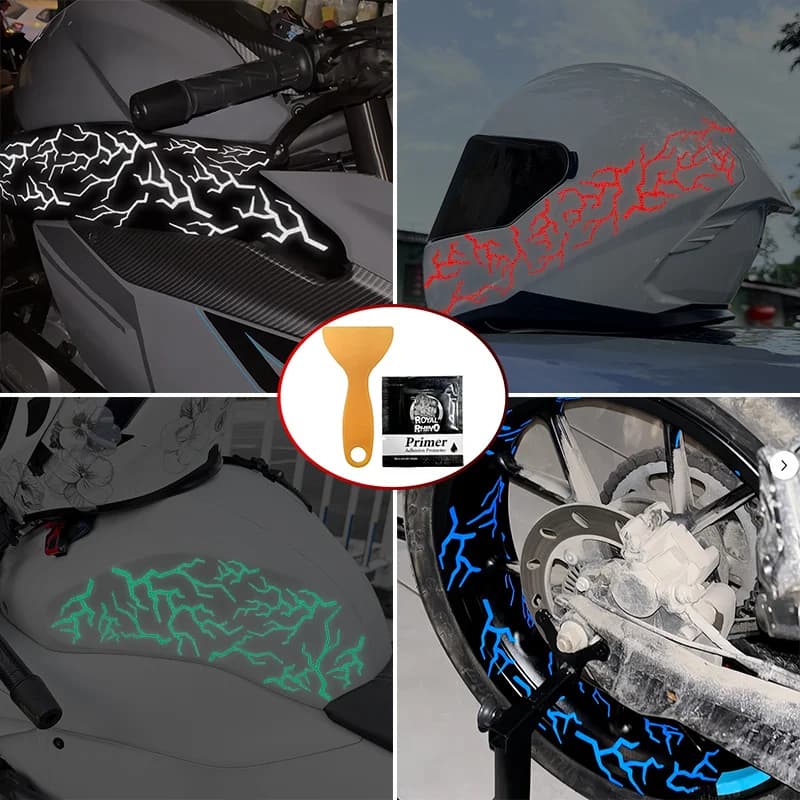 Set di Adesivi Riflettenti per Moto, Impermeabili e Rimovibili, per Casco, Serbatoio, Carrozzeria, Cerchioni e Carenatura