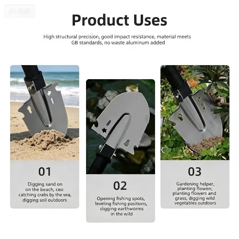 △ Survival Shovel Multi-Tool, Portable Engineer Shovel For Disaster Recovery,Car Emergency,Camping,Digging,and Gardening