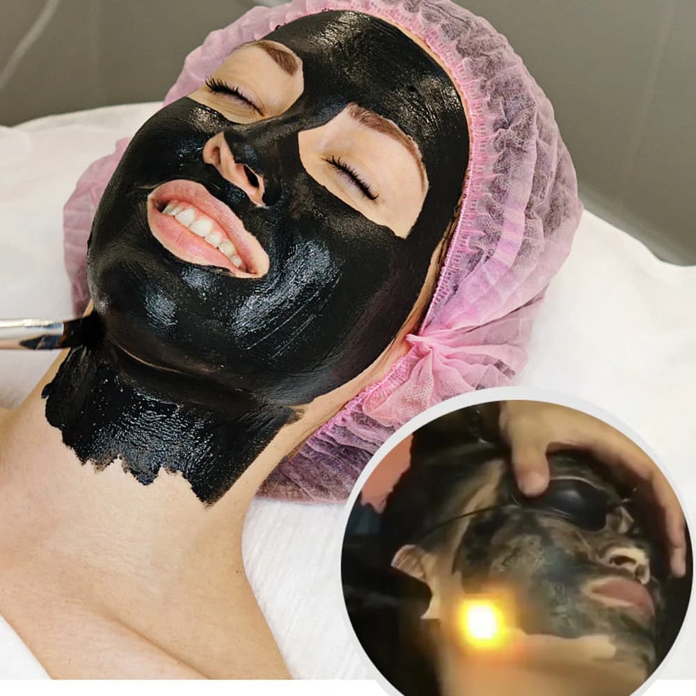 2 Masks Faced in Black Carbon Gel for Skin Rejuvenation with Laser Active Nano Toner, Deep Cleaning and Whitening