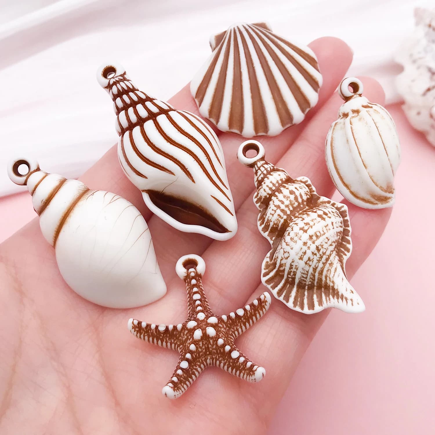 10pcs/25pcs Acrylic Ocean Series Conch Sea Star Shell Pendant Jewelry Making DIY Earrings Charms for Jewelry Bracelets Necklace