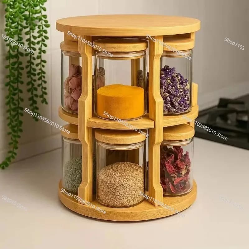 Set di 10 Contenitori in Vetro con Coperchi, Organizzatori da Cucina e Barattoli per Spezie