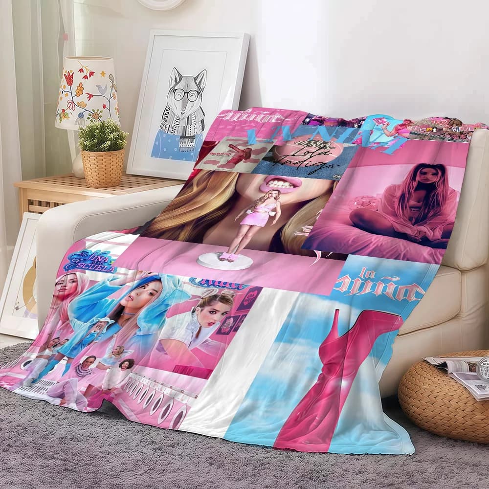 Spanish singer L-Lolas Indigo Blanket For Sofa Office Bed Plane Travel Sleep Read Relax Camping Soft And Warm