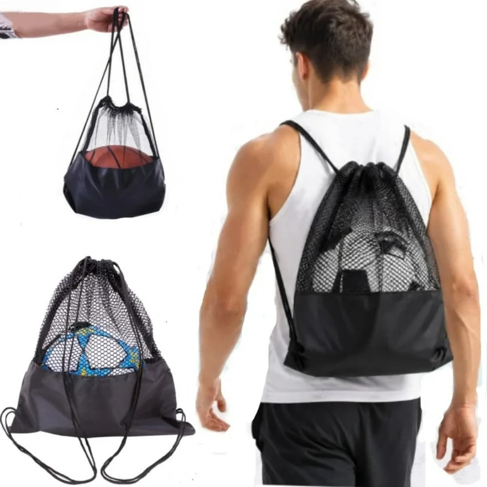 Mesh Basketball Gathered Opening Storage Bag Football Basketball Outdoor Sports Equipment Multi-functional Drawstring Backpack