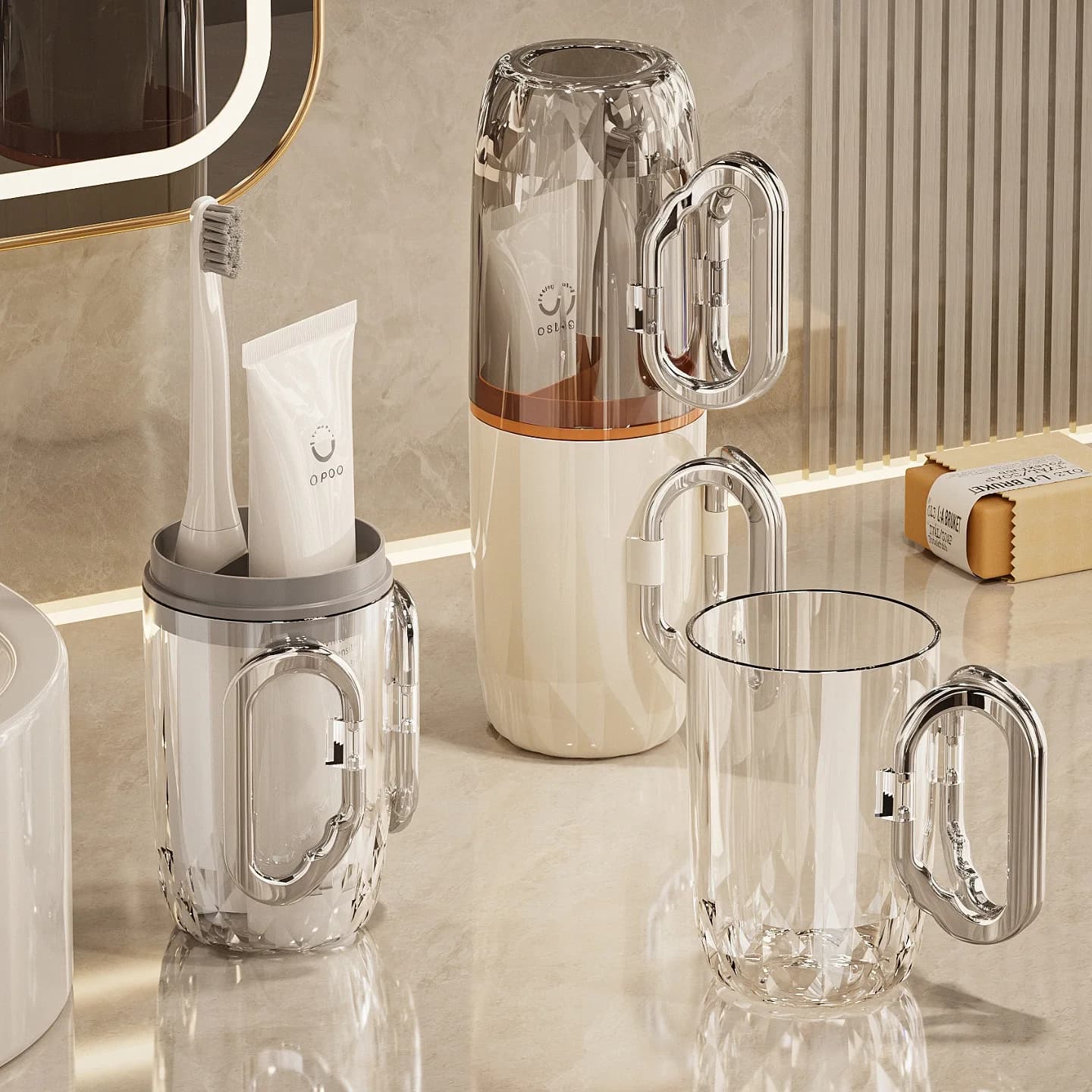 Set da viaggio per l'igiene orale, tazza portatile per spazzolare i denti, tazza per risciacquo, utensili dentali, scatola portaoggetti per dentifricio e spazzolino, contenitore per articoli dentali