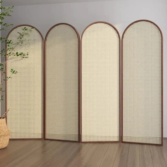 Blocco camera da letto per uso domestico, schermo divisorio in puro legno massello, porta del soggiorno, schermo pieghevole mobile in rattan