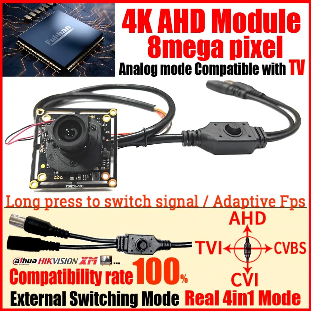 3840*2160 4K 8MP 4in1 CCTV AHD Modulo Chip Telecamera Set CVI/TVI/CVBS 0.0001Lux OSD Cavo Circuito FAI DA TE Microscopio 2.8/16/25mm