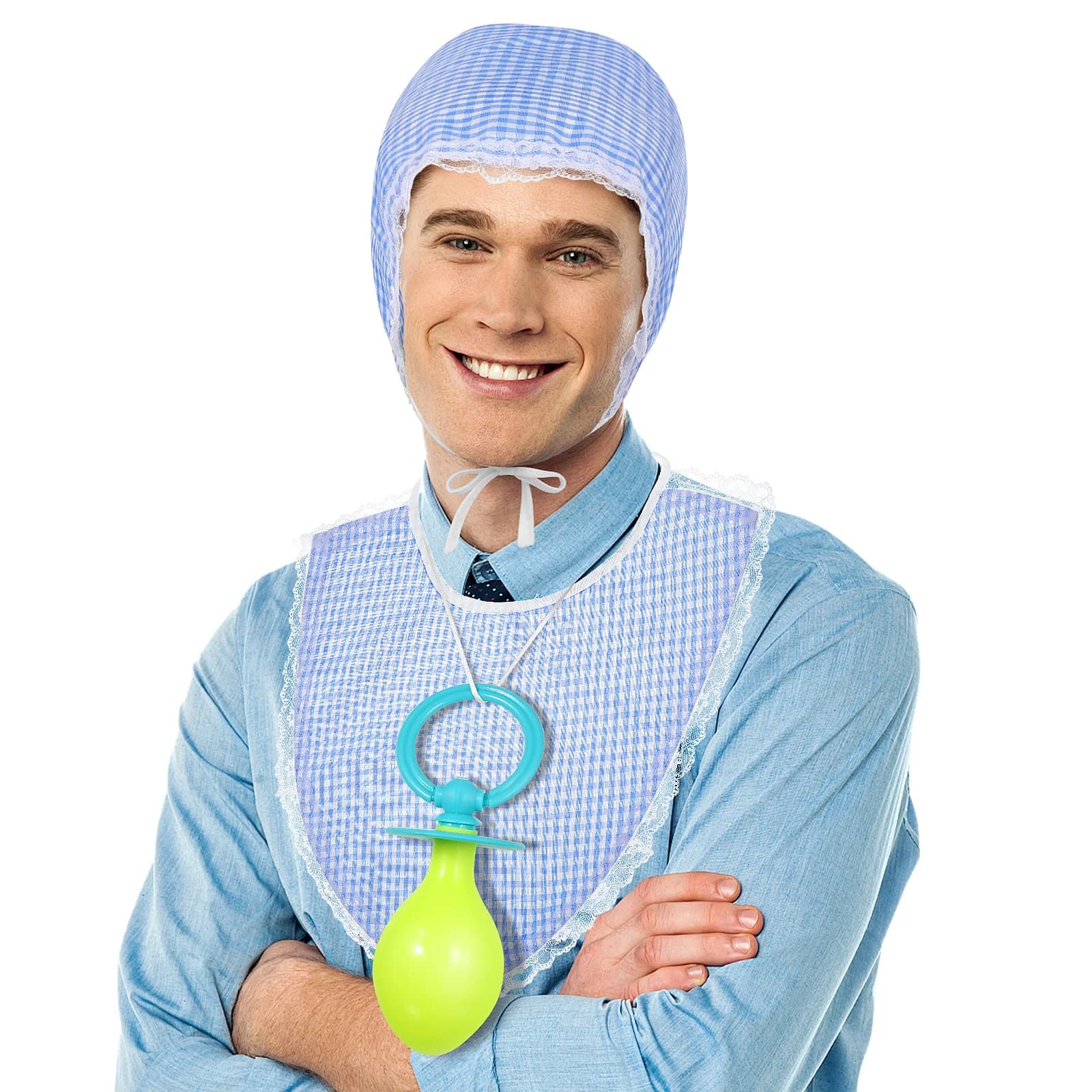 3 pezzi ciuccio per bambini cappello con bavaglino adulti cosplay gigante puntelli per bambini accessori per bambini vestiti per bambini colore blu riutilizzabile