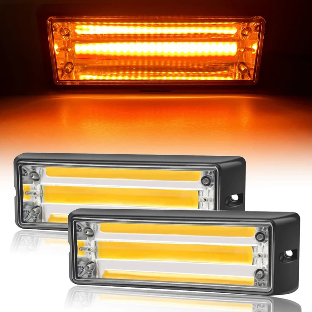 2 pz COB LED spia di emergenza griglia anteriore lampeggiante stroboscopico ambra 12v 24v per auto rimorchio Pickup barra luminosa stroboscopica