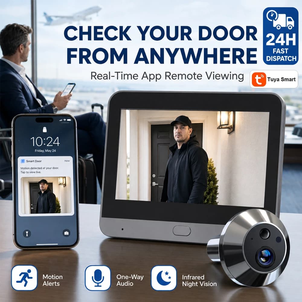Smart Peephole Doorbell Camera Tuya APP Control PIR Human Detection IR Night Vision Digital Door Eye Viewer Home Security Camera