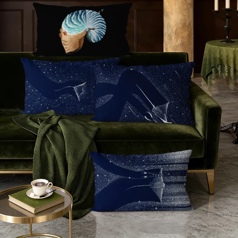 Fodera per cuscino lombare con stampa nautica Starry Ray, adatta per divano, camera da letto, auto, cuscino rettangolare per la schiena