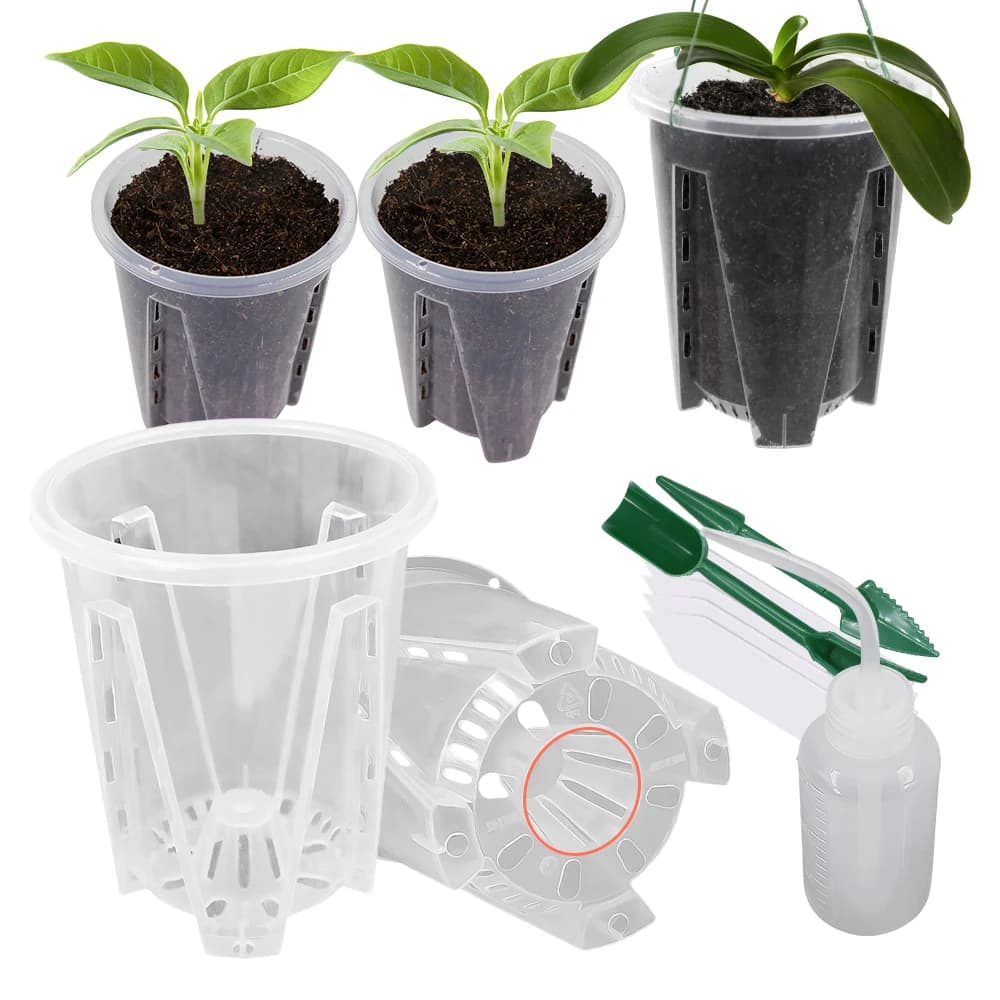 Flower vases for nursery root cup controlled by transparent seedling with drainage hole starting container for seeds Tool kit to plant the garden