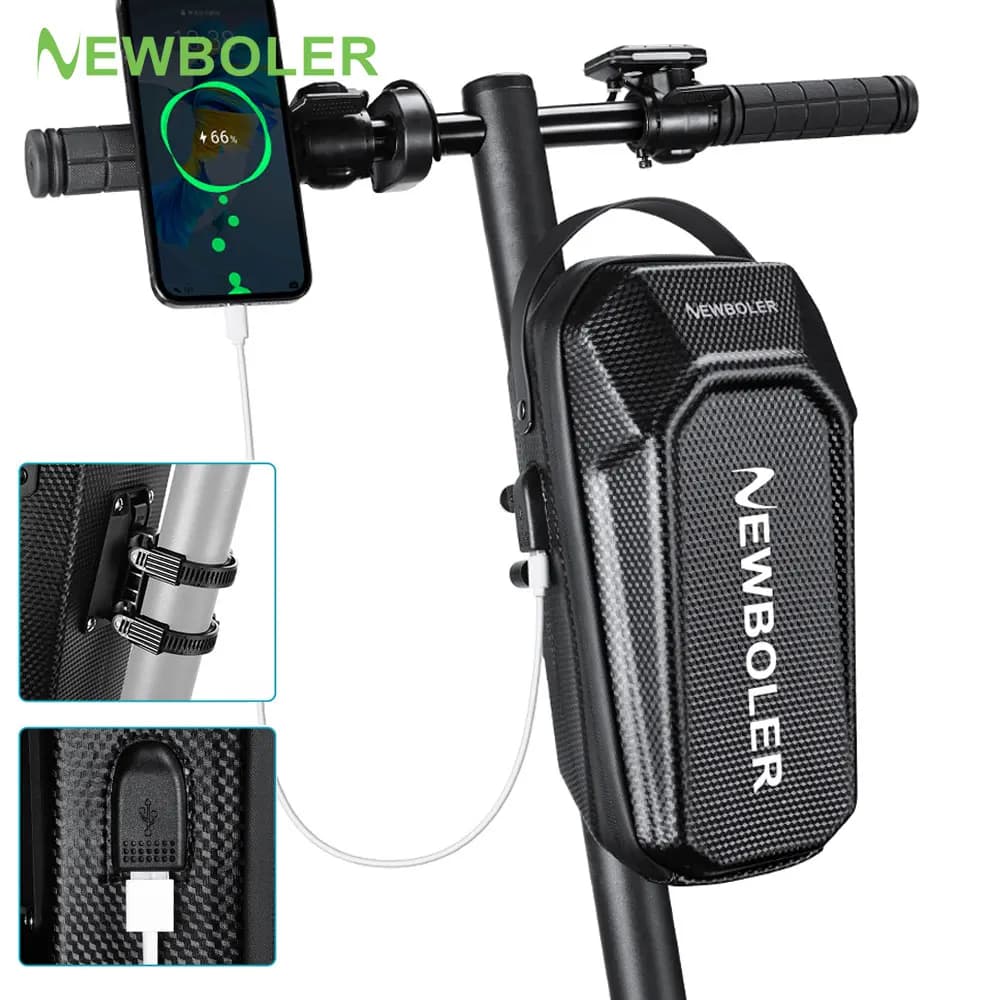 NEWBOLER 3L/5L Borsa per scooter elettrico Accessori Borsa per veicoli elettrici con porta USB Borsa anteriore per scooter impermeabile Borsa per bici
