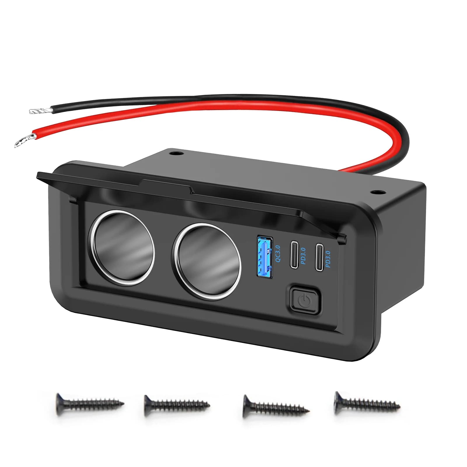 Power Adapter for phone with plug for fast charger for car 12V to 3 ports with DVR GPS switch for car