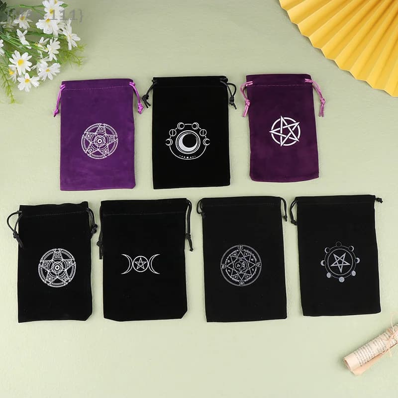 Borsa per carte Oracle con tarocchi in velluto - Custodia portaoggetti con coulisse da 1 pezzo per divinazione rune e dadi di gioielli