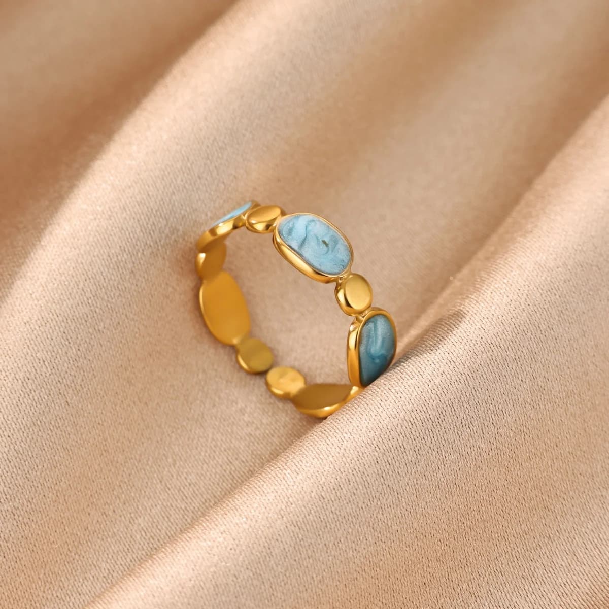 Luxury Geometric Enamel Oval Rings For Women Stainless Steel Gold Color Open Finger Ring 2026 New Fashion Wedding Couple Jewelry