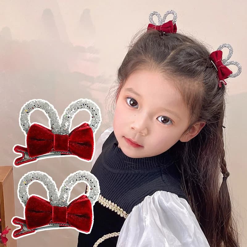 2PCS Principessa Velluto Arco a doppia faccia Ragazza Forcine Carino Bambini Copricapi Hairgrip Fermagli per capelli Barrettes Accessori per capelli