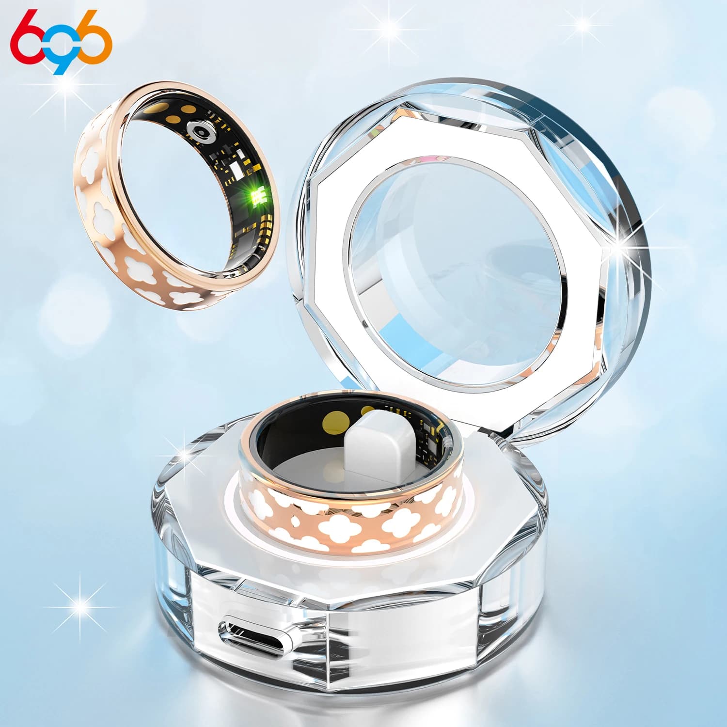 696 New Women's Intelligent Ring Waterproof Heart Rate Blood Pressure Care for Family Sports Remote Control Photo Women's Rings Gift