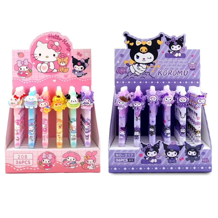 6/36 Pezzi/Lotto Sanrio Kuromi Penna Gel Cancellabile Carina 0.5mm Inchiostro Blu Penne Neutre Regalo Promozionale Forniture per Ufficio e Scuola