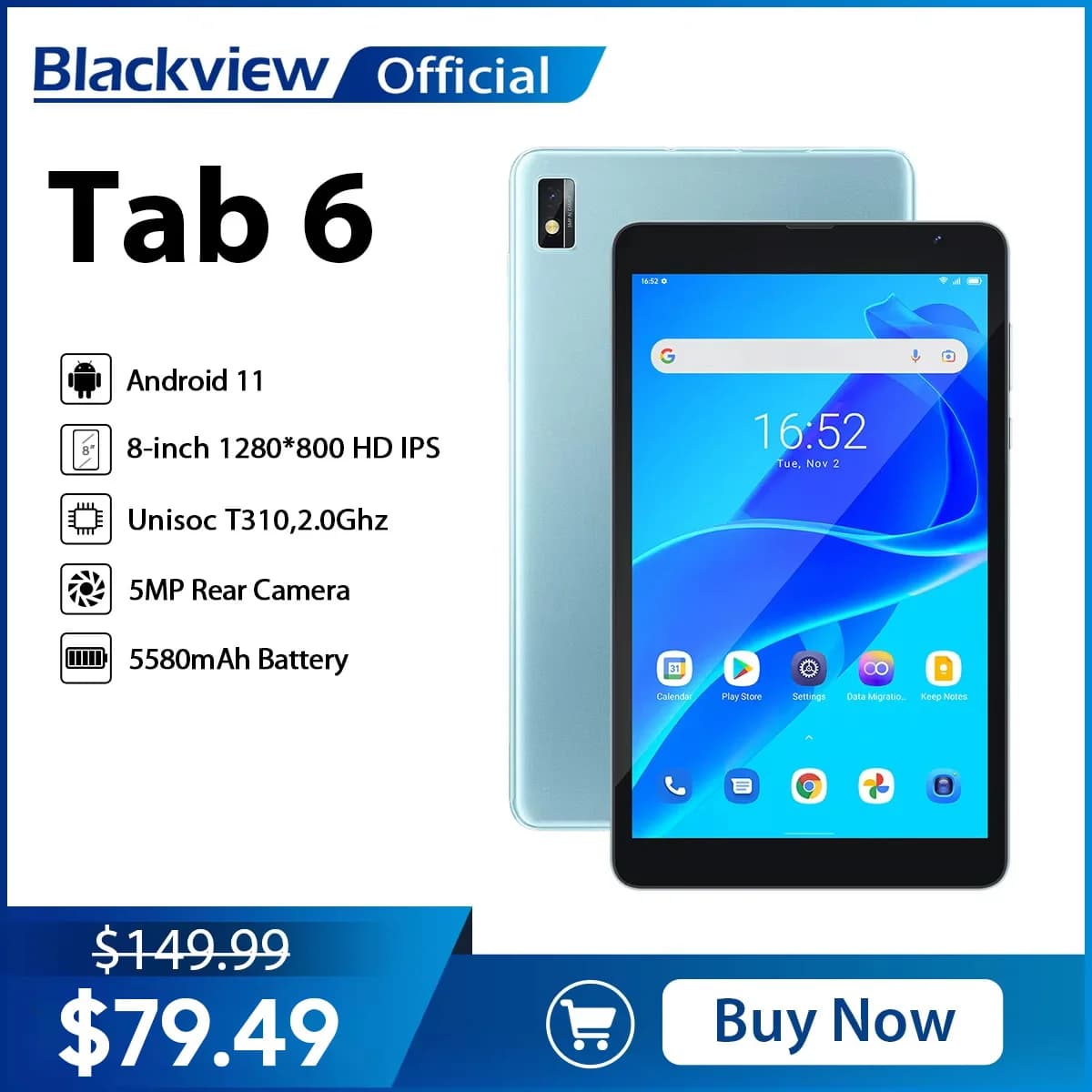 Blackview Tab 6 Tablet 8 pollici 3GB 32GB Android 11 5580mAh Tablet PC 4G WIFI LTE Telefonata Tablet Kindle Ebook