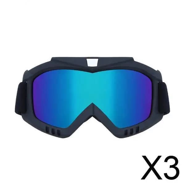 3x Occhiali da Ciclismo e Motocross, Occhiali da Sci Antivento e Antipolvere, Occhiali da Snowboard e Neve, Occhiali di Sicurezza per Bici da Esterno