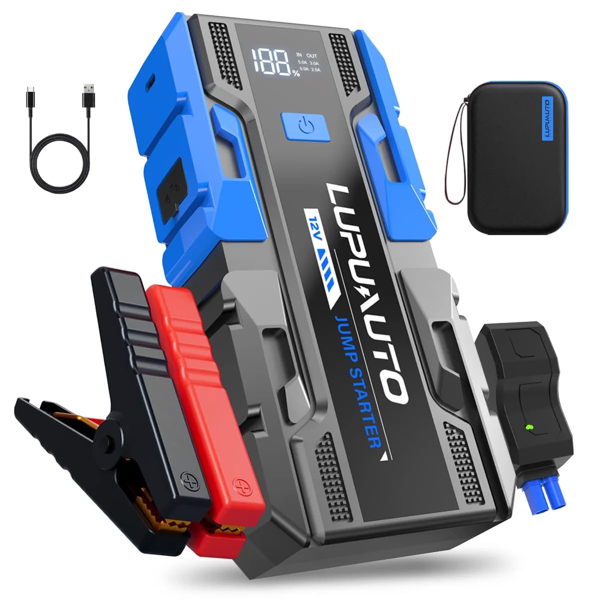 Avviatore di Emergenza 3000A con Power Bank 12V, Dispositivo di Avviamento Rapido per Auto con Luce LED per Batterie Auto