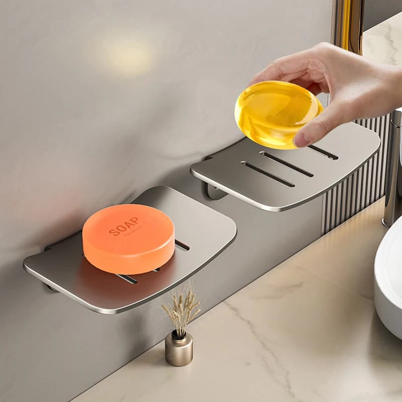 New U-shaped soap dish aluminum alloy soap holder with unloading wall soap dish for bathroom soap dish organizer accessories