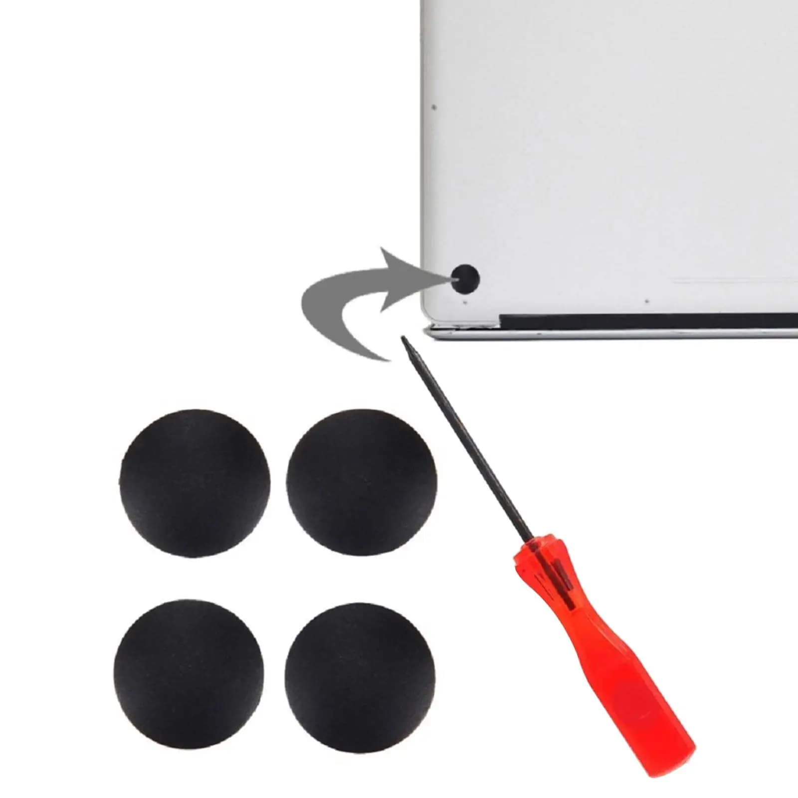 4 piedini in silicone antiscivolo per laptop con cacciavite di ricambio
