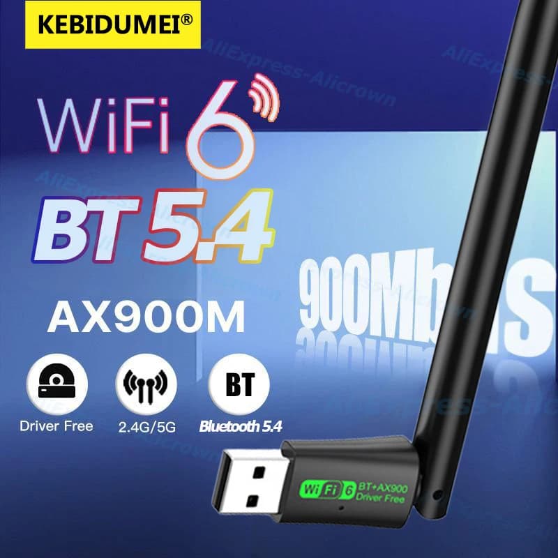 WiFi 6 AX900Mbps BT 5.4 Adattatore USB Wireless Dual Band 2.4G/5GHz Segnale Ricevitore Wireless Per PC/Laptop Driver Libero Per Win10/11
