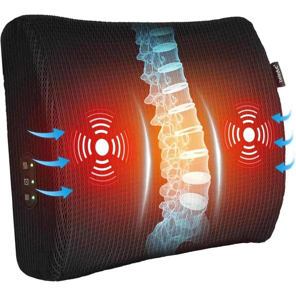 Cuscino ergonomico per supporto lombare con massaggio vibrante, 2 impostazioni di calore e opzioni regalo
