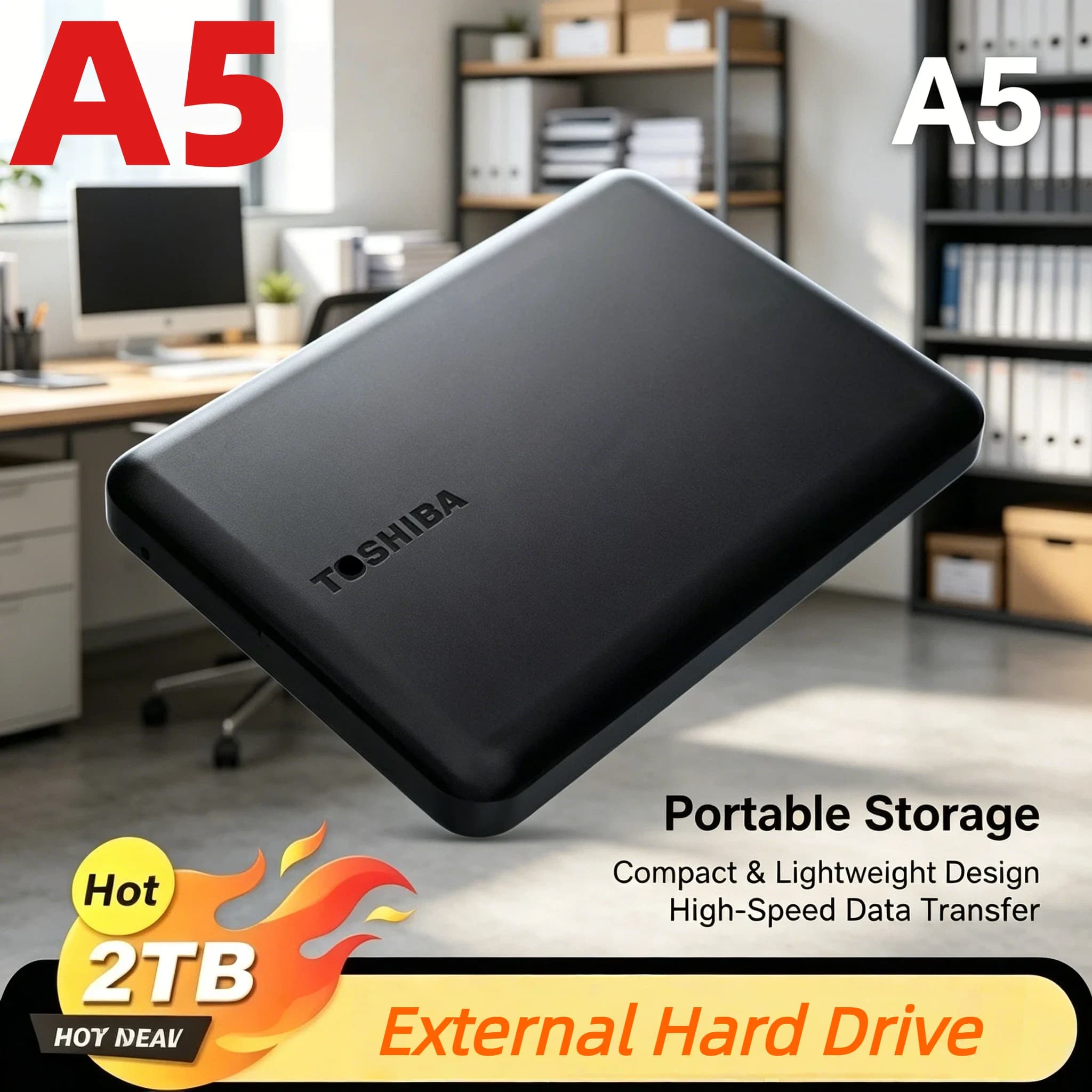 Disco Rigido Esterno OEM per Toshiba A5, 500GB 1TB 2TB, USB3.0, HDD Portatile da 2,5 Pollici per PC e Laptop