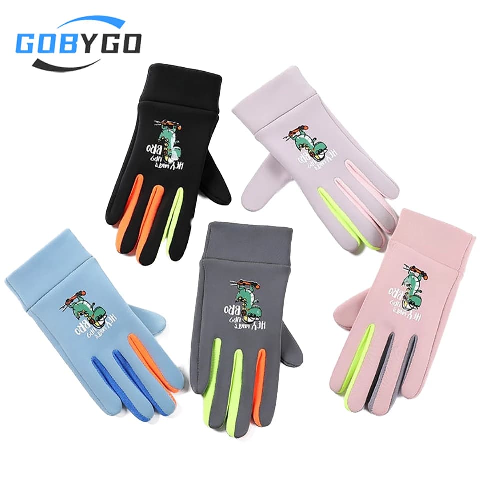 GOBYGO 1 paio di guanti caldi per bambini guanti invernali aggiunta di pile antivento piccolo dinosauro sport all'aria aperta gioca neve impermeabile