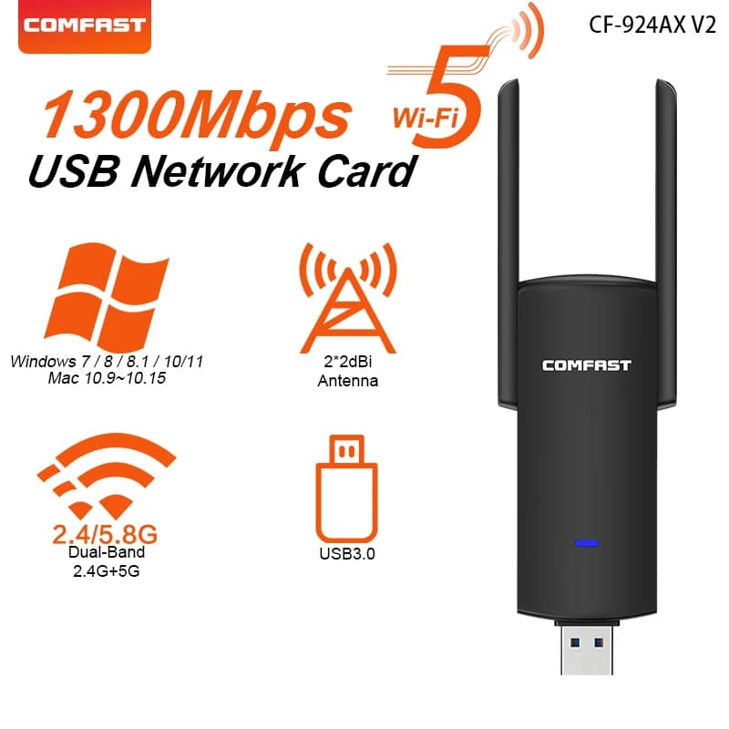 Comfast WIFI 6 Adattatore AX286 Scheda di rete USB Dongle 2.4/5GHz 802.11AX Ricezione del segnale per PC portatile Windows 10/11 Driver gratuito