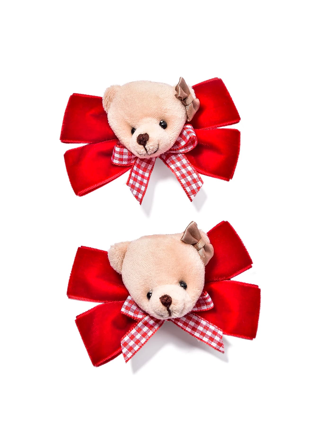 Confezione da 2 fermagli per capelli Back-to-Back con orsetto di peluche con papillon per lo styling quotidiano, regali per festival, accessori per costumi da festa