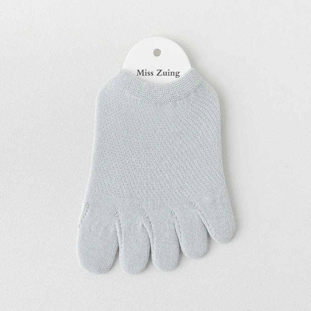 Simple Women Socks Cotton Solid Color Elasticity Toe Separator Socks Five Finger Socks Foot Care Mesh Half Insoles