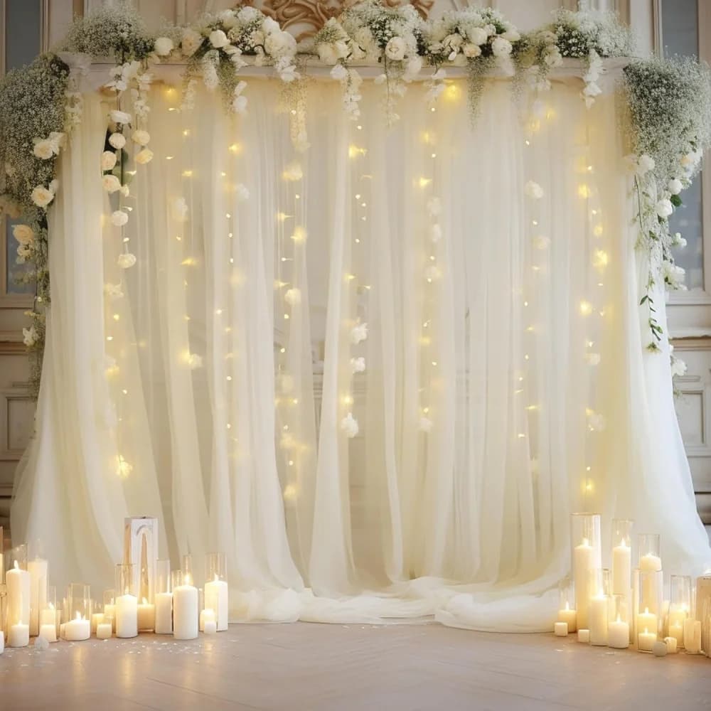 Tende in Tulle 3M per Sfondo Matrimoniale, Luci a Stringa, Rete Bianca in Garza per Decorazioni Esterne e Domestiche, per Feste di Compleanno e Forniture Fotografiche