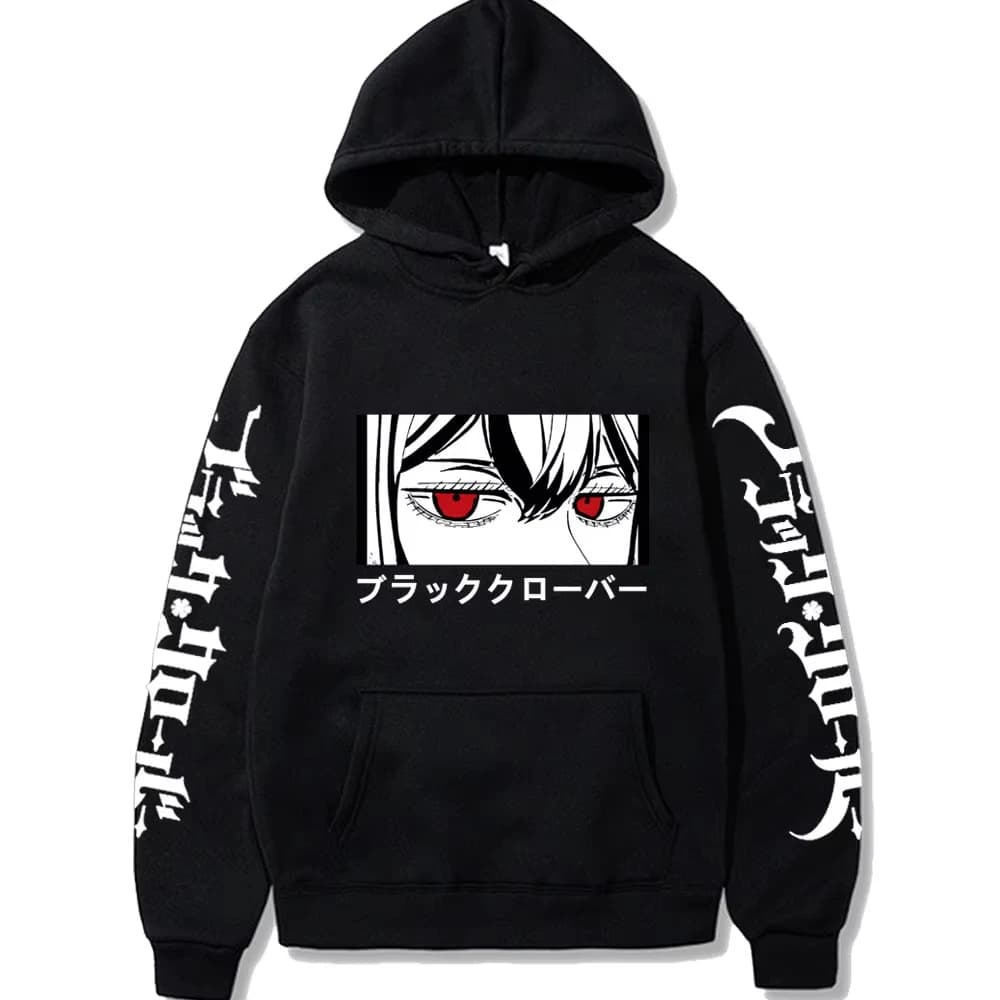 Hot Japanese Anime Black Clover Unisex Hoodies Manga Yuno Grinbellor Eyes Print Long Sleeve Winter Keep Warm Harajuku Sweatshirt