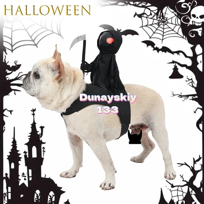 Dark Harvest Knight Costume per cani Anime Cosplay Pet Halloween Equitazione Outfit Abbigliamento Scheletri Costumi per cani per cani di taglia media