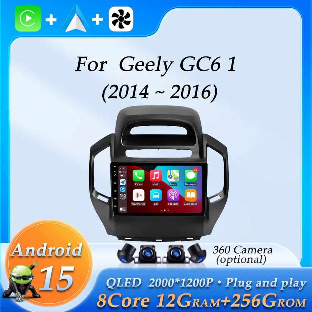 Lettore multimediale video per autoradio a schermo diviso per Geely GC6 1 2014 - 2016 DSP Stereo Navigazione GPS Wireless CarPlay Bluetooth