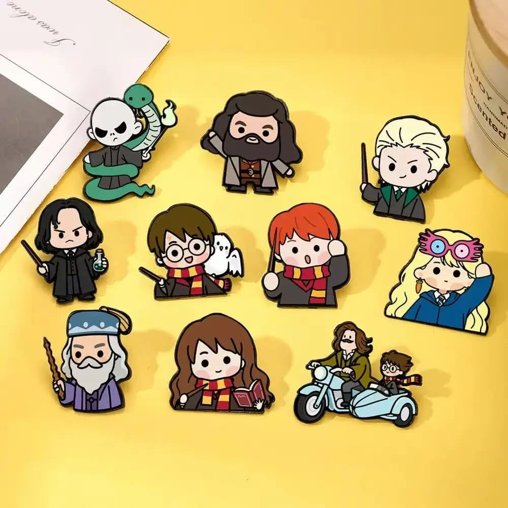 10pcs Magic School Movies Lapel Pins Cartoon Inspiration Enamel Brooches For Bag Clothes Badge Jewelry Gifts For Movie Lovers