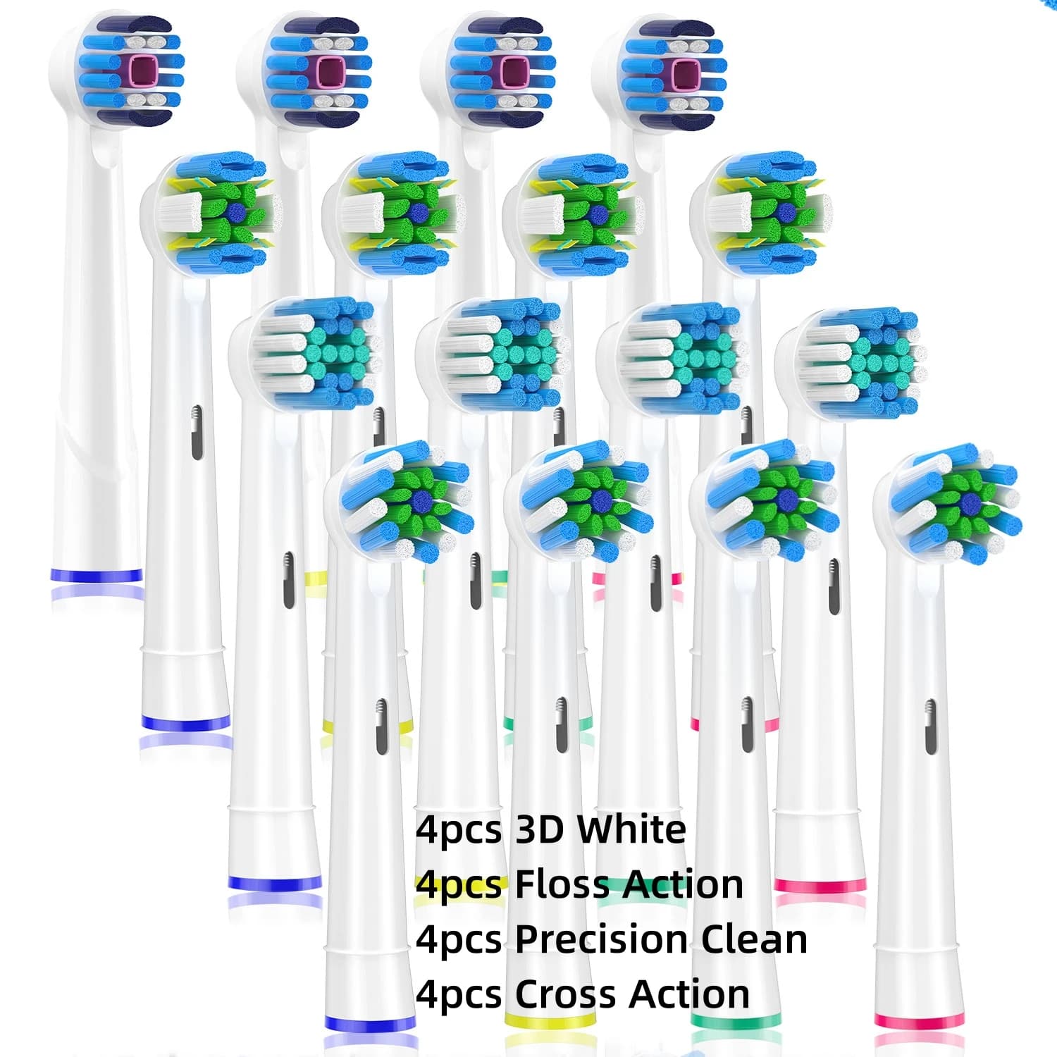 16 spare heads for electric toothbrush Oral B nozzles 4 precision 4 interdental wire 4 cross 4 whitening for Oralb