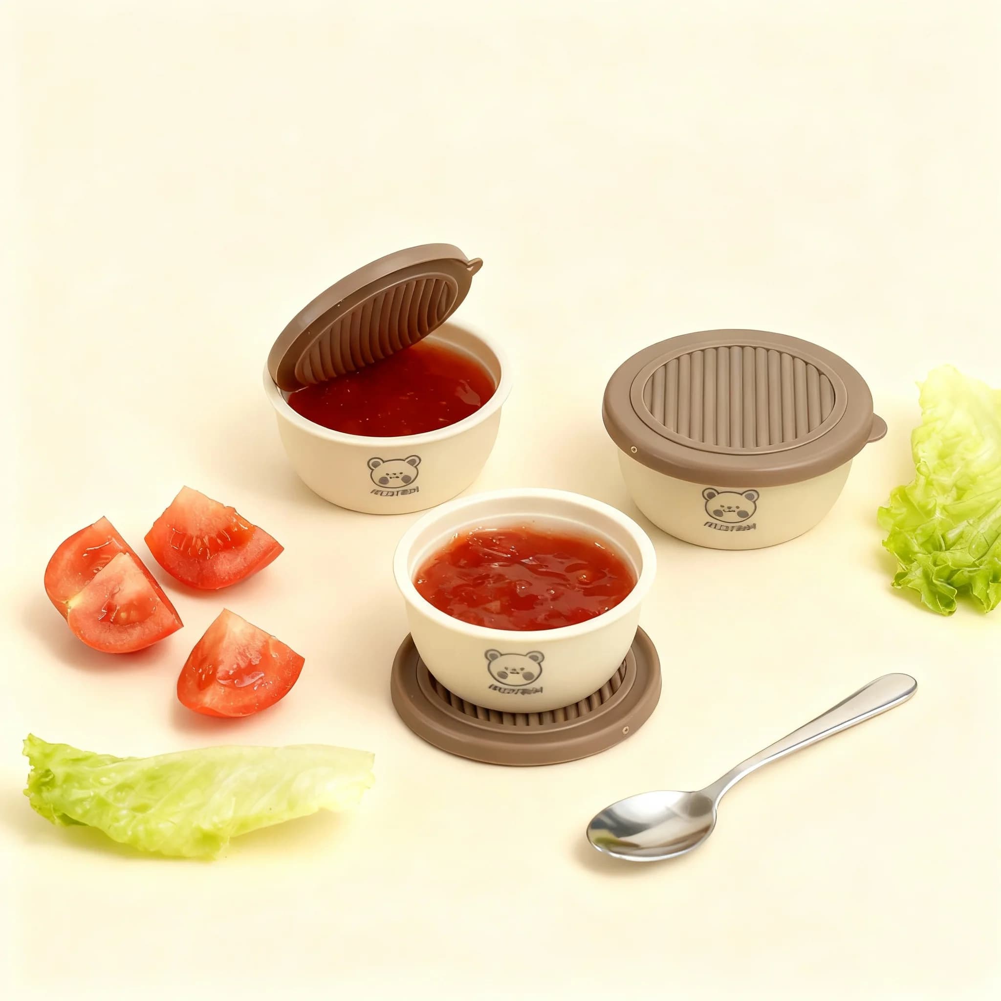 Set of 2/6 Pieces Mini Containers Plastic Holders for Sauces with Cover, Reusable, Sealed and Antigoccia, for Seasonings and Sauces