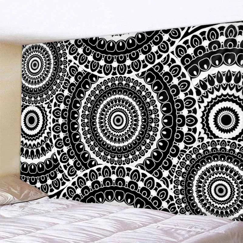 White and black tapestry hanging wall boho decoration psychedelic home wall Hippie aesthetic Room Decor Yoga Mat Beach Mat