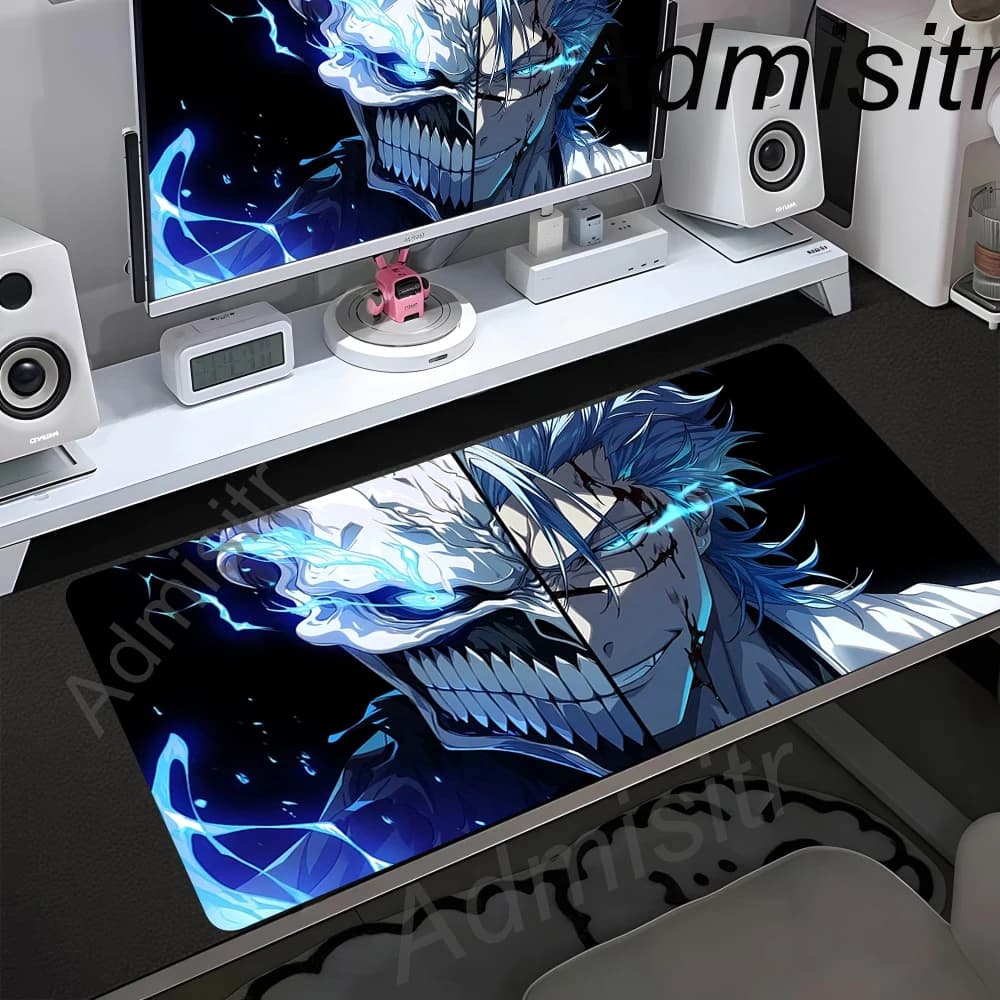 Tappetino per mouse grande, bianco e nero, anime BLEACH, accessori da gioco, tappetino da scrivania per tastiera da ufficio, tappetino per mouse Kurosaki Ichigo