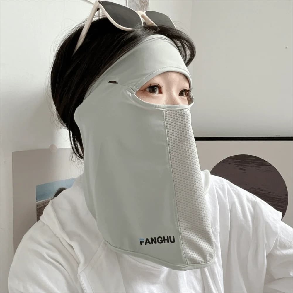 Maschera Estiva in Seta Ghiaccio Tinta Unita alla Moda, Protezione Solare UV, Copriviso, Velo, Sciarpa, Maschera Gini