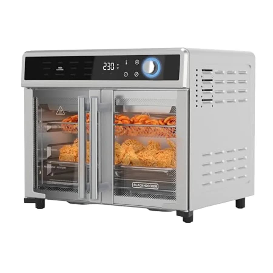 Combined oven Air fryer and Toaster 12-in-1 Crisp 'N Bake with Stainless Steel Finish, Cook Fast, Suitable for Use on Worktop