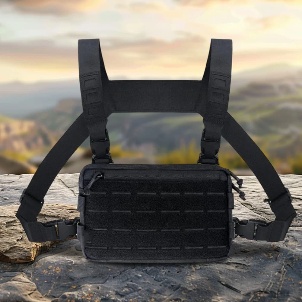 Borsa da petto in nylon 1000D per softair, pesca, corsa, con sistema di idratazione per maratona, ciclismo, escursionismo e trail running